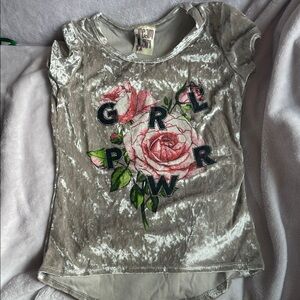 Cream Velvet Kids Shirt with Floral Design